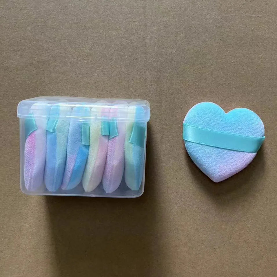 Zonyin Wholesale Cheap Gift Small Face Powder Puff Soft Triangle Makeup Puff Velour Puff With Plastic Box