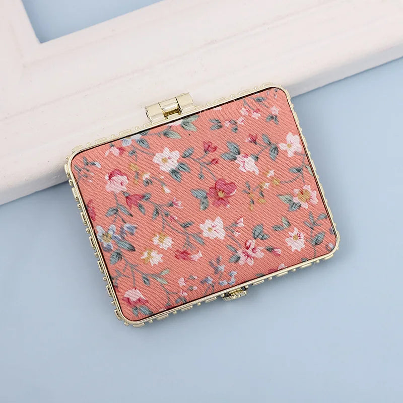 Zonyin High Quality Handheld Makeup Mirror Wholesale Vintage Silk Fabric Rectangle Oval & Round Sided Mirrors with Double Sides