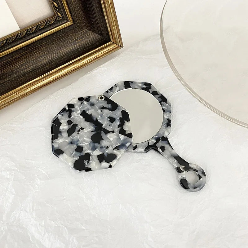 Zonyin Portable Acetate Handheld Pocket Makeup Mirror Vintage Custom Logo Cosmetic Mirror in Colorful Acetate for Girls and Kids
