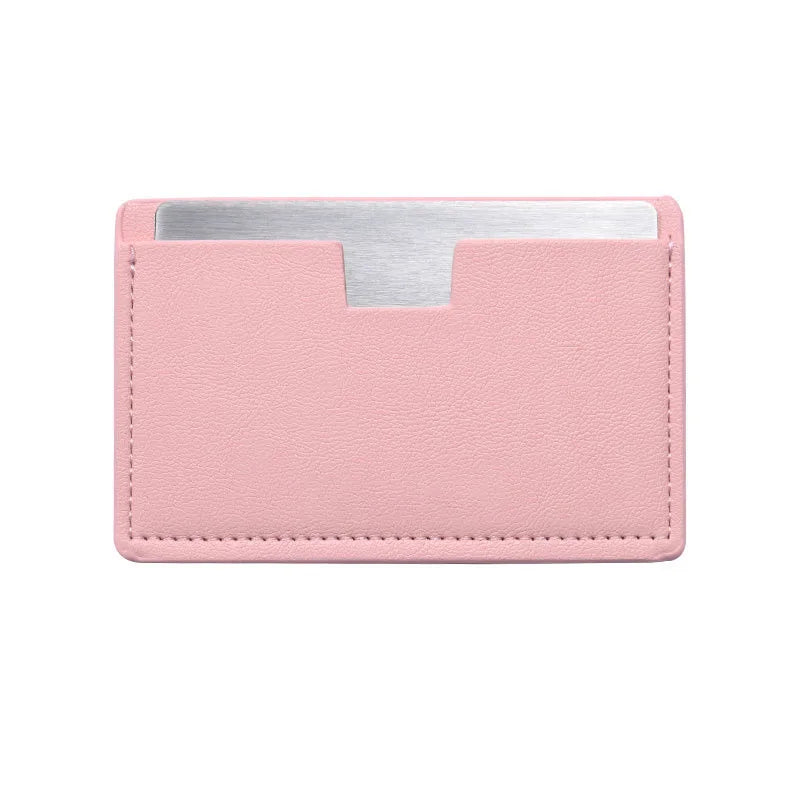 Zonyin Wholesale Rectangle Pull-out Design Travel Makeup Stainless Steel Mirror Custom Your Brand Logo With Pu Leather Case