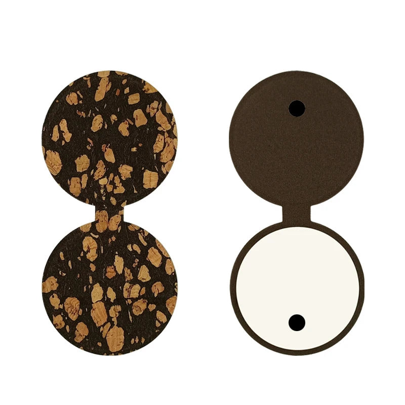 Zonyin Cork Coffee Grounds Foldable Travel Makeup Mirror Stainless Steel Compact Pocket Mirror With Coffee Flavor for Promotion