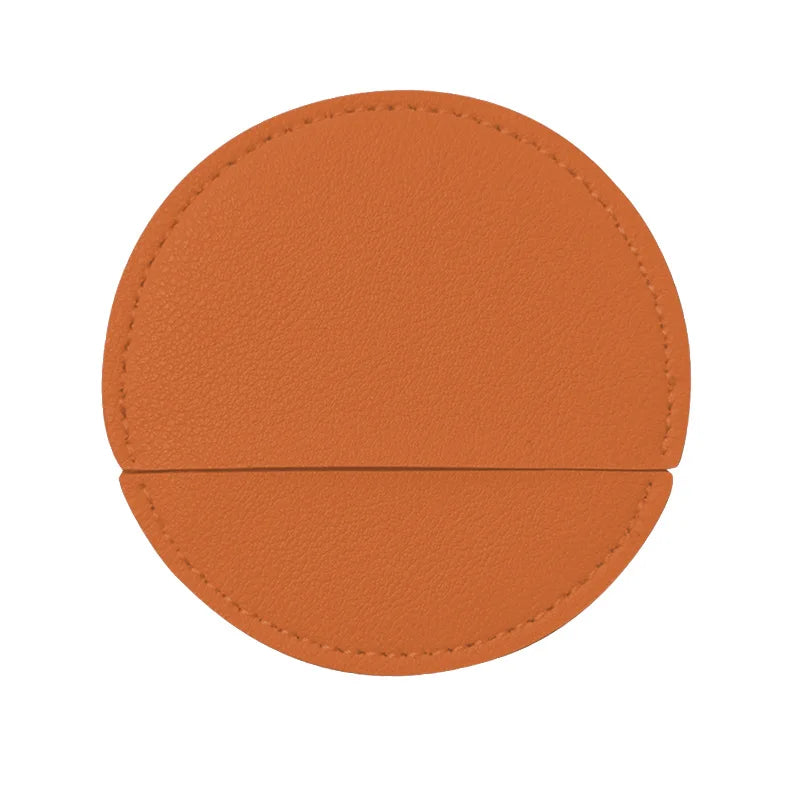 Zonyin Round Compact Stainless Steel Makeup Mirror Customized Logo Mini PU Leather Hand Pocket Cosmetic Mirror for Promotional