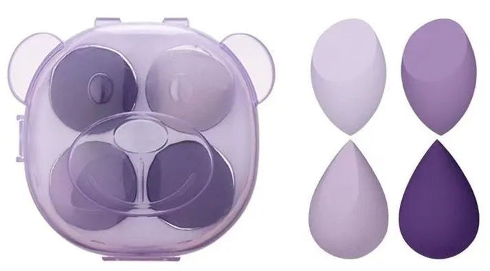 4pcs Portable Travel Size Colorful Bear Box Makeup Blender Sets Beauty Egg Puff Latex Free Powder Foundation Makeup Sponge