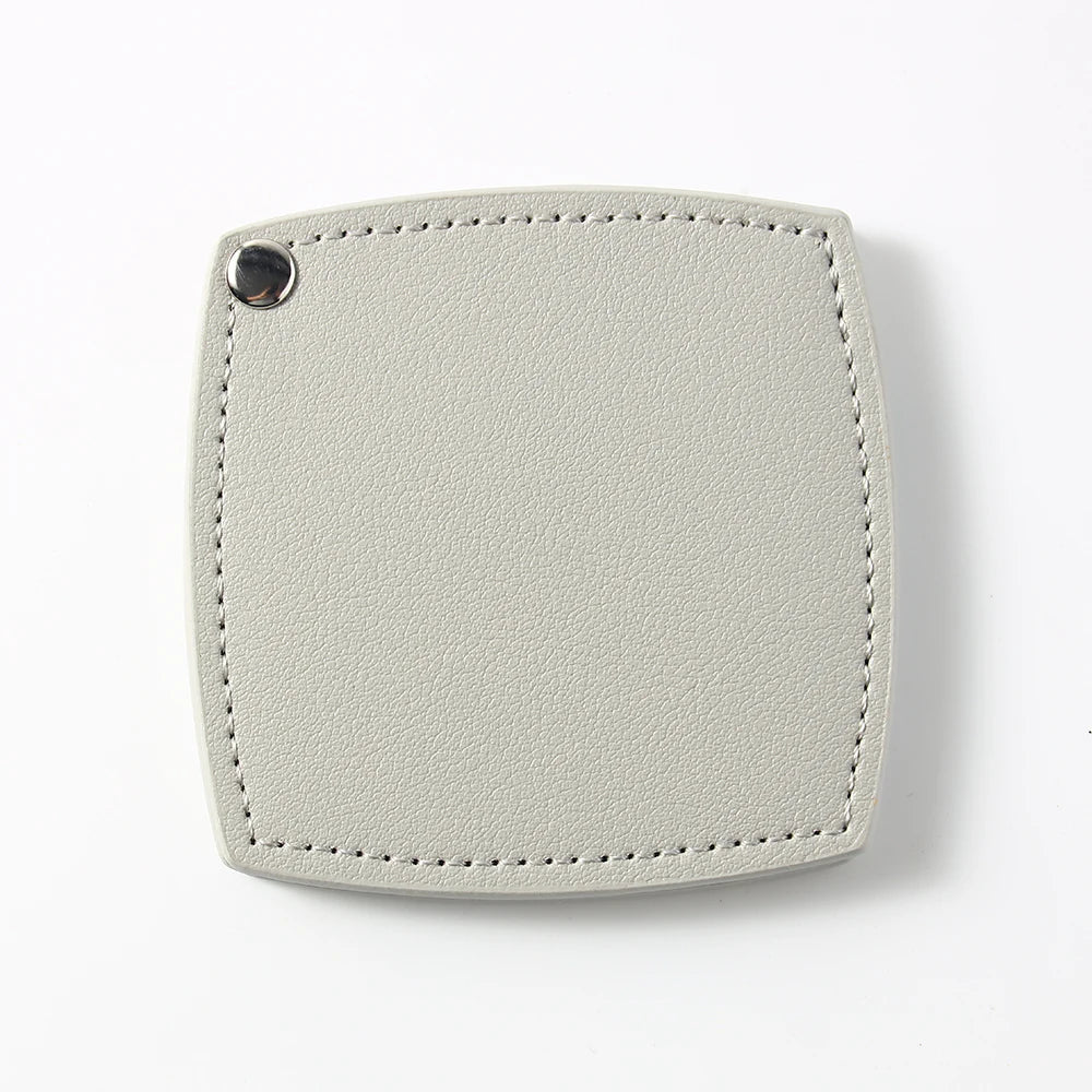 Zonyin Customized Logo Portable Square-Shape Vanity Makeup Mirror Travel Folding Pu Leather Pocket Compact Mirror for Girls Gift
