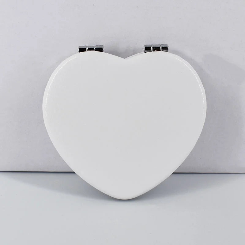 Zonyin Wholesale Private Label Heart Shape Pocket Mirror Double-Side Pu Portable Compact Travel Size Cosmetic Heart Mirror