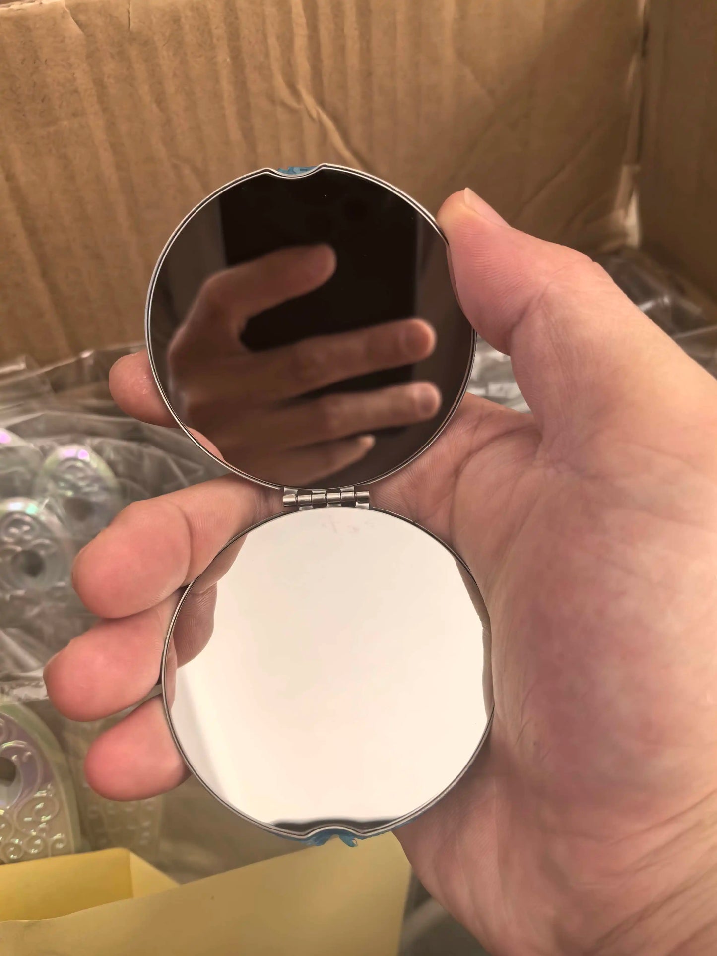 OEM ODM Custom Travel Makeup Mirror Square Mini Stainless Steel Personalized Customized Logo Mirrors