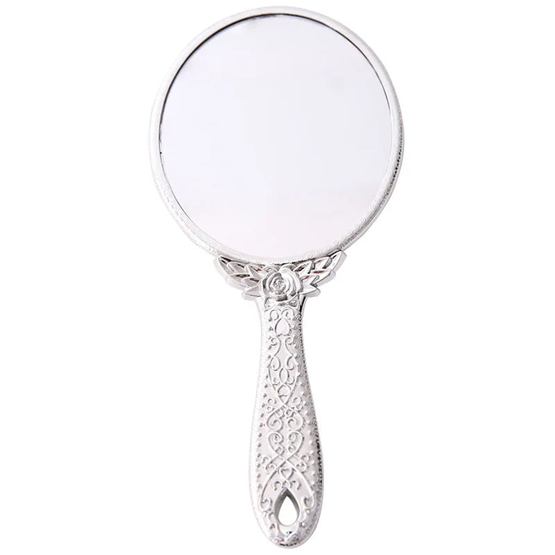 Zonyin Wholesale Plastic Handheld Makeup Mirror Oval Retro Travel Cosmetic Mirror with Portable Hand Held Mirror for Women Girls