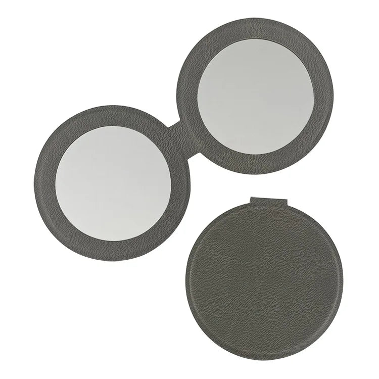 Zonyin New Design Double-Sided Round Pocket Mirror 1X 2X Magnifying Pu Leather Small Compact Makeup Mirror for Women