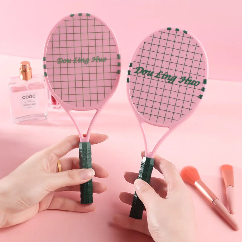 Zonyin New Arrivals Handheld Makeup Mirror Portable Plastic Tennis Racket Shape Small and Cute with Customized Logo for Children