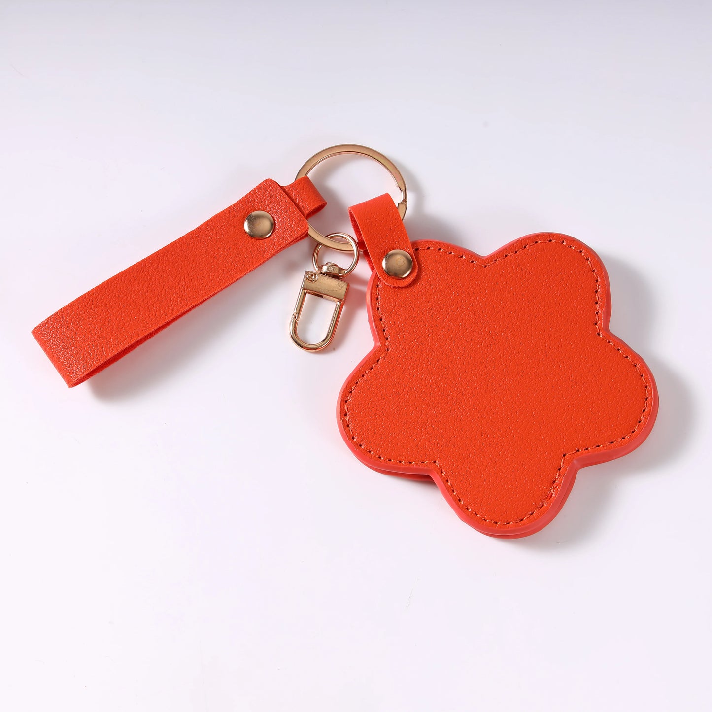 Zonyin NEW ARRIVAL Cute Yellow Star Small Makeup Mirror Customized Logo Pu Leather Pocket Cosmetic Keychain Mirror for Kids