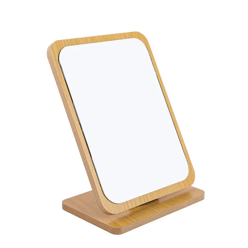 Zonyin Square Shaped Standing Cosmetic Table Mirror Foldable Plastic Frame Desktop Makeup Mirror Single Sided Labeling Option