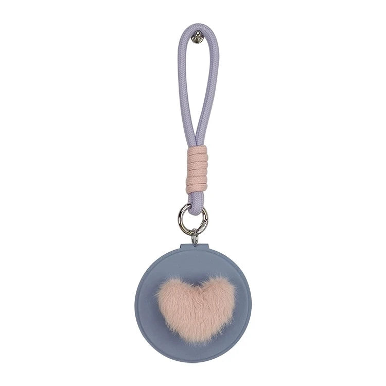 Zonyin New Design Cute Pink Double Sided Round Small Pocket Mirror 1x 2x Magnifying Compact Mirror With Pu Leather Hanging Rope