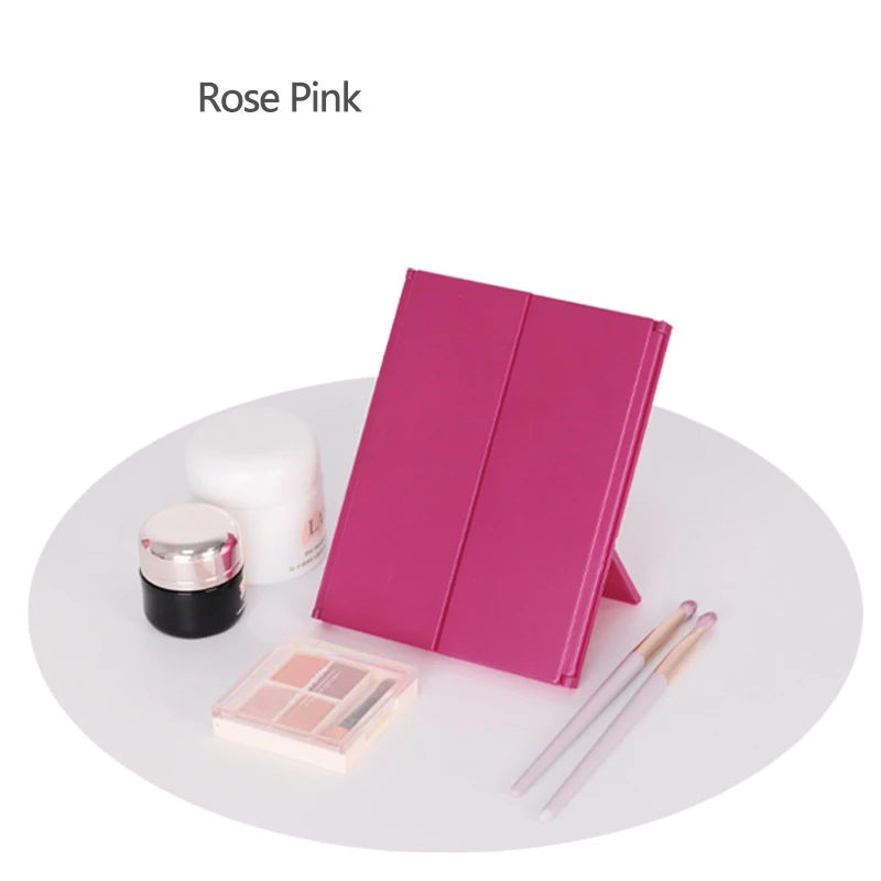 Zonyin Wholesale Portable LED Desktop Makeup Mirror Fold LED Mirror Switch Small Desktop Cosmetic Mirror With Customized Logo