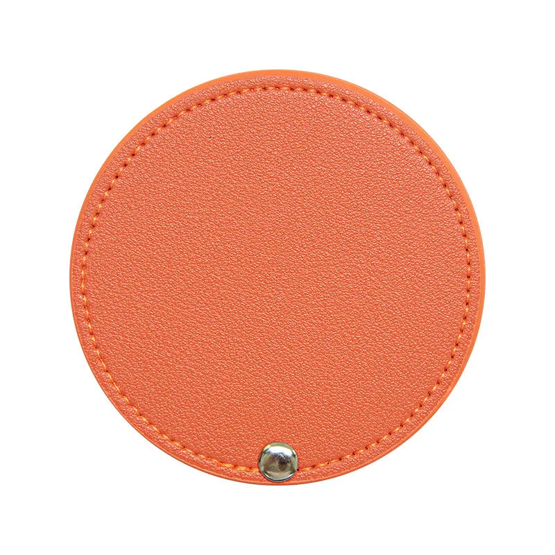 Zonyin Wholesale White Round Pocket Mirror Pu Leather Glass Small Travel Cosmetic Mirror for Women Girls