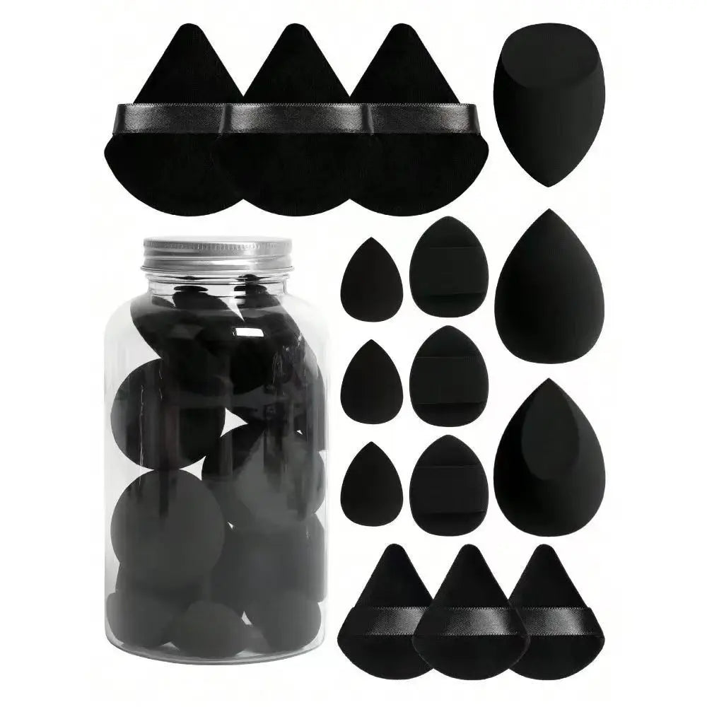 15-piece Mini Triangle Finger Makeup Puff Flocking Air Cushion Makeup Sponge Set Combination Beauty Soft Feature Blending Makeup
