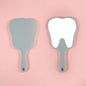 Zonyin Custom Logo Small Plastic Cute Tooth Shape Handheld Mirror Portable Compact Small Vintage Pocket Mirror for Gift