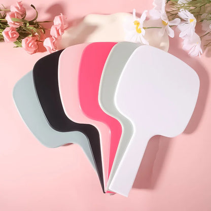 Zonyin Best Selling Large Square Hand Mirror Custom Logo Salon Barber Makeup Mirrors Handheld Mirror With Handle Makeup Tool