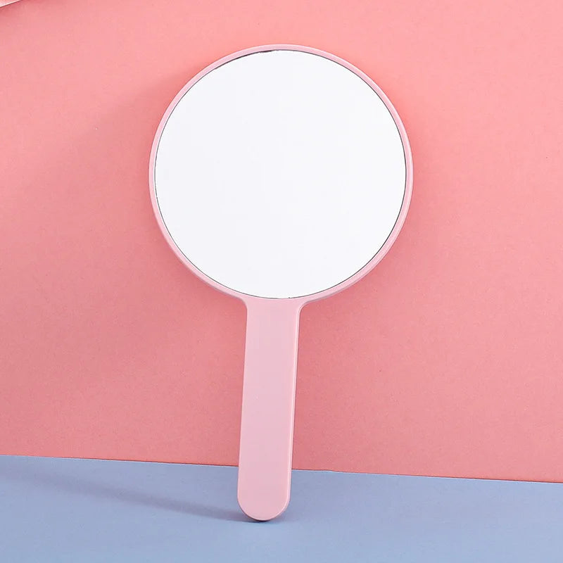 Zonyin Round Plastic Travel Makeup Mirrors Large Cosmetic with Handle Mirrors Decorative Hand Held for Women Girls Daily Makeup