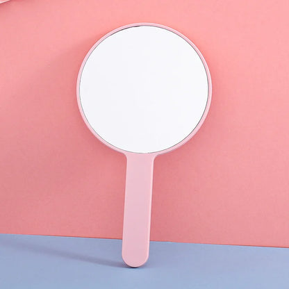 Zonyin Round Plastic Travel Makeup Mirrors Large Cosmetic with Handle Mirrors Decorative Hand Held for Women Girls Daily Makeup