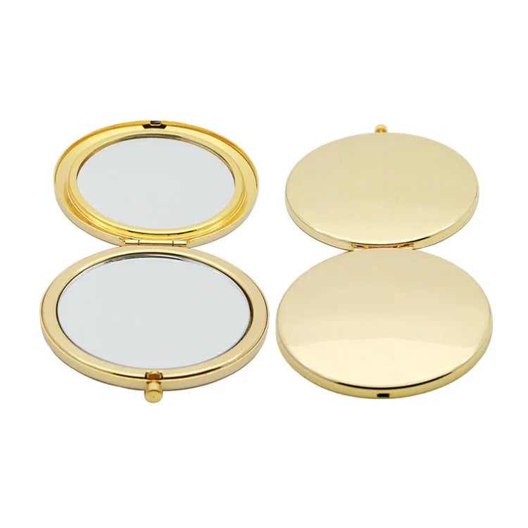 Zonyin Custom Logo Round Double-Sided 1x/2x Magnifying Compact Mirror DIY Gift Foldable Makeup Pocket Mirror With Metal