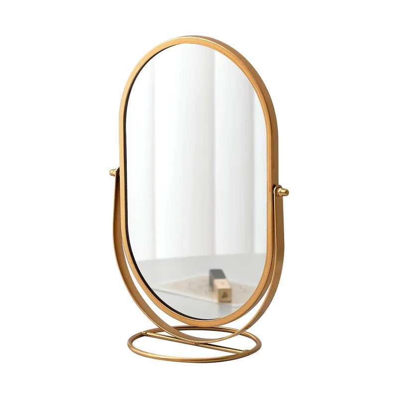 Zonyin Desktop Oval Rotating 360 Makeup Mirror Ins Style Dressing Table Mirror High Aesthetic Bedroom Vanity Mirror