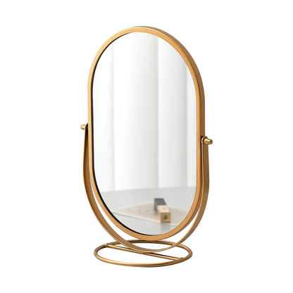 Zonyin Desktop Oval Rotating 360 Makeup Mirror Ins Style Dressing Table Mirror High Aesthetic Bedroom Vanity Mirror