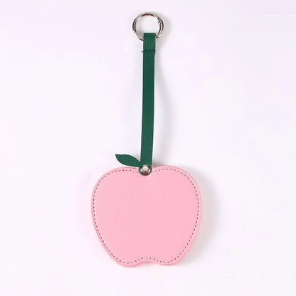 Zonyin Christmas Apple Design Baby Pink Pocket Makeup Mirror Customized Private Logo Small Mirror with Hanging Rope and Key Ring