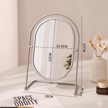 Zonyin Desktop Oval Rotating 360 Makeup Mirror Ins Style Dressing Table Mirror High Aesthetic Bedroom Vanity Mirror
