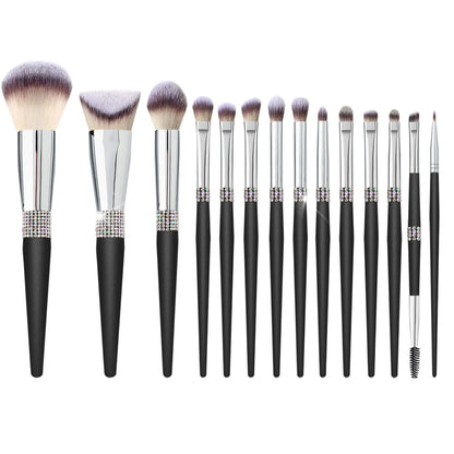 Zonyin Luxury 12Pcs Champagne Gold Soft Private Label Makeup Brushes Bling Glitter Diamond Makeup Brush Set With Rhinestone