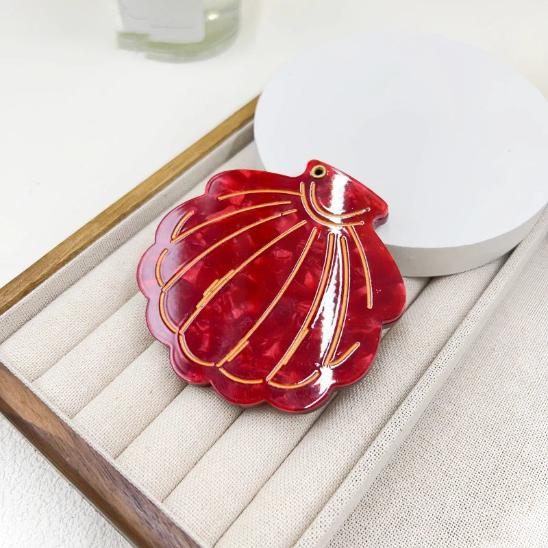 Zonyin Eco-Friendly Acetate Portable Travel Cosmetic Mirror Custom Logo Shell-Shaped Makeup Mirror for Girls Personalized