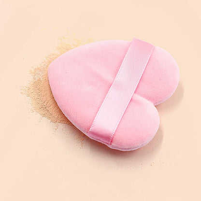 Zonyin Cheap Promotional Gift Beauty Makeup Powder Puff Super Soft Velvet Pink Heart Powder Puff for Women