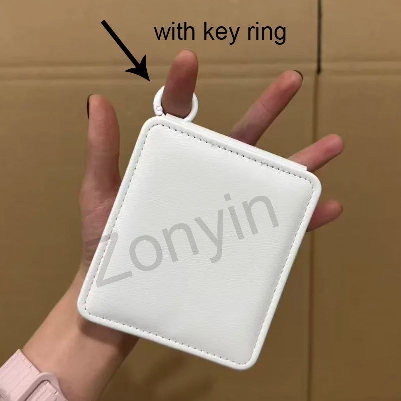 Zonyin Pink Purple Blue Macron Color Pu Leather Folding Makeup Mirror Portable Travel Standing Desktop Vanity Cosmetic Mirrors