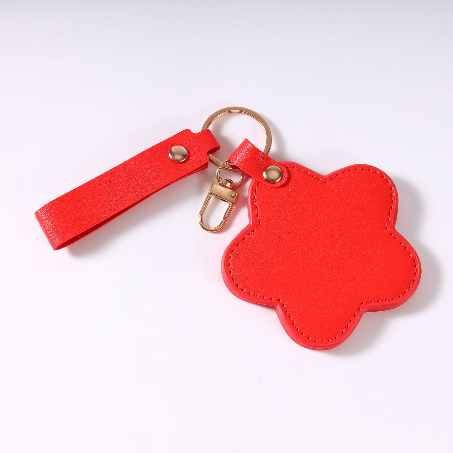 Zonyin NEW ARRIVAL Cute Yellow Star Small Makeup Mirror Customized Logo Pu Leather Pocket Cosmetic Keychain Mirror for Kids