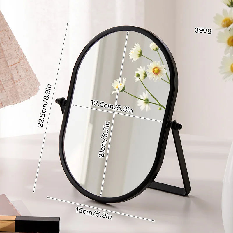 Zonyin Desktop Oval Rotating 360 Makeup Mirror Ins Style Dressing Table Mirror High Aesthetic Bedroom Vanity Mirror