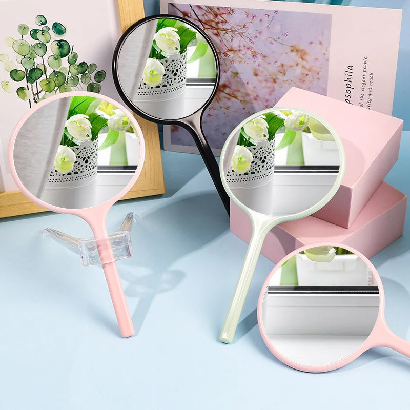 Zonyin Custom Logo Small Handheld Makeup Mirror ABS Plastic Handle Compact Cosmetic Mirror for Women Personalization Feature