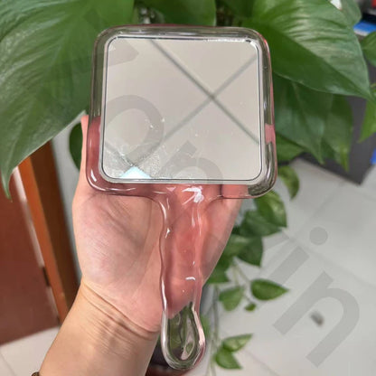Zonyin Wholesale High Quality Pink Handheld Square Makeup Mirror Transparent Water Ripple Handheld Travel Mirrors for Gifts