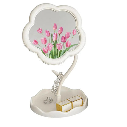 Zonyin Sunflower Shape Desktop Makeup Mirror Portable Cute Flower Table Cosmetic Mirror for Girls Room Decor Wholesale