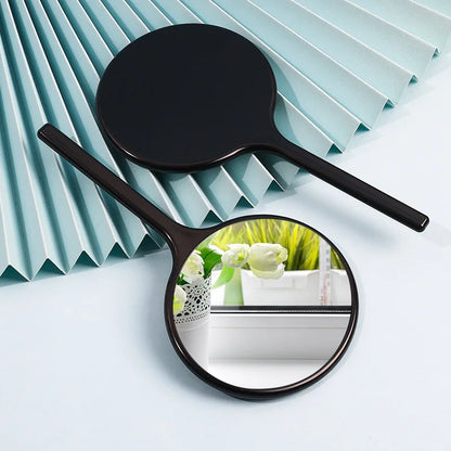 Zonyin Custom Logo Small Handheld Makeup Mirror ABS Plastic Handle Compact Cosmetic Mirror for Women Personalization Feature