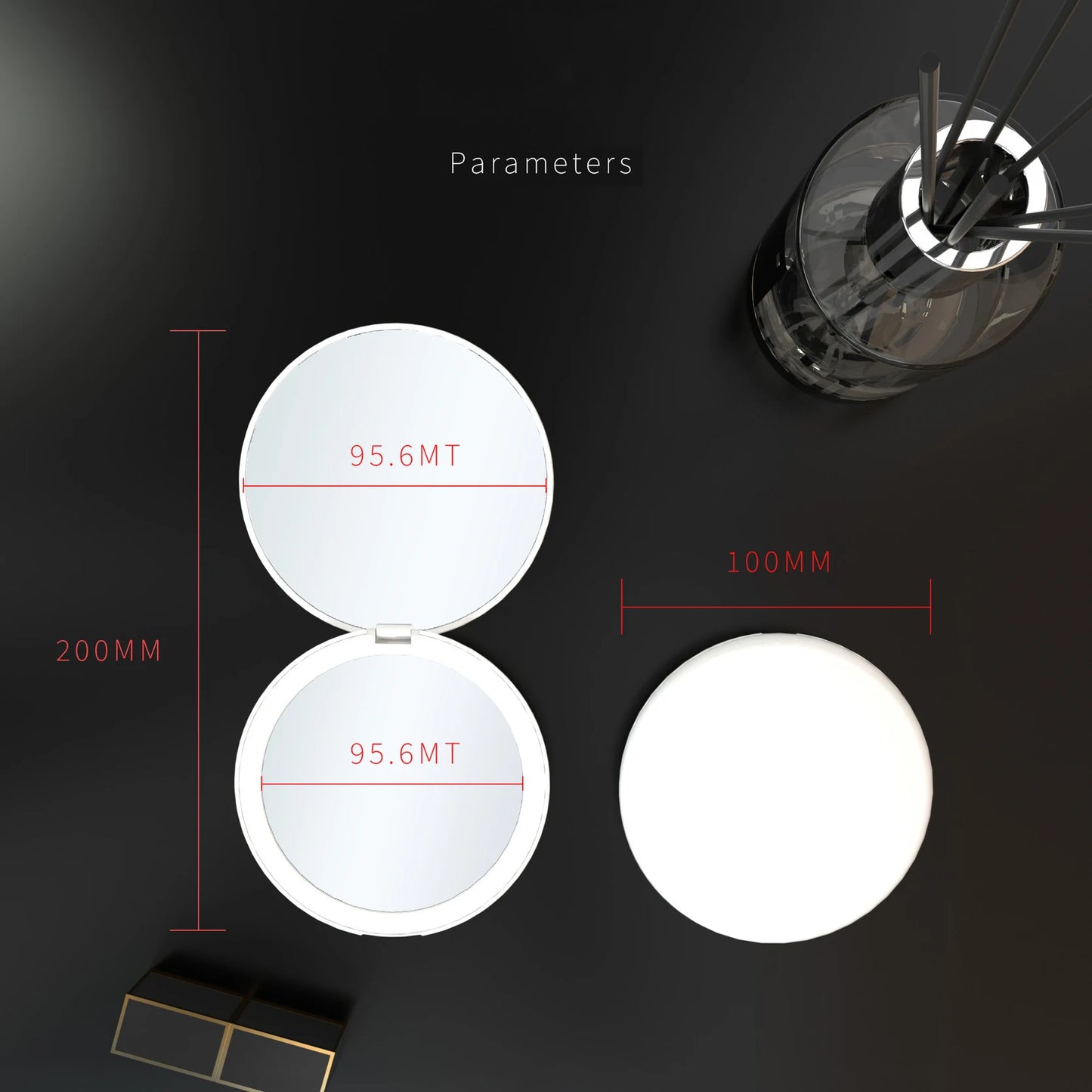 Zonyin Custom Logo Light LED Travel Makeup Mirror Compact Folding Handheld Magnifying Cosmetic Vanity Mirror Pocket Mini Size