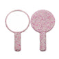 Zonyin Custom Logo Heart Shape Diamond Handheld Makeup Mirror Custom Hand Held Portable Private Label Round Makeup Mirror