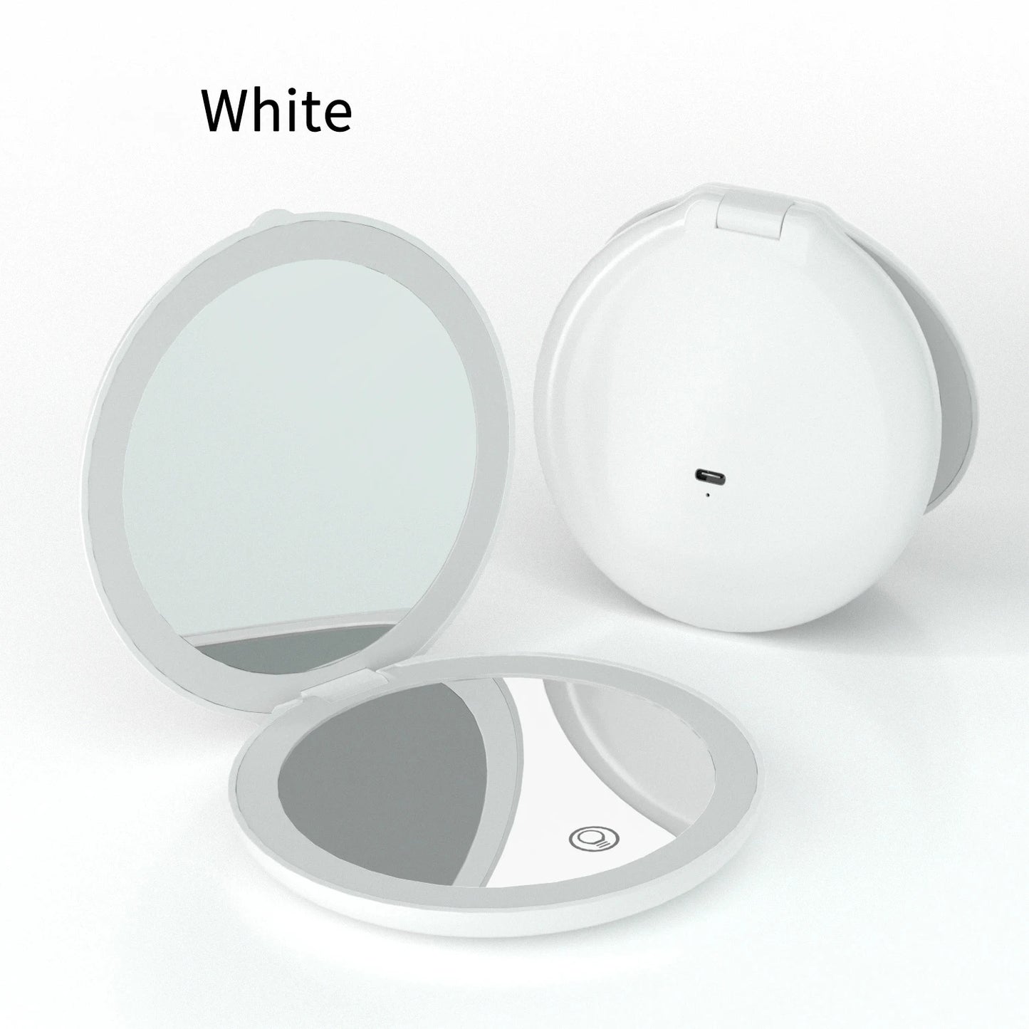 Zonyin Round Magnifying Led Portable Touch Screen Makeup Mirror Vanity Mirror With Light Compact Pocket Travel Mirror With Logo