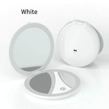 Zonyin Round Magnifying Led Portable Touch Screen Makeup Mirror Vanity Mirror With Light Compact Pocket Travel Mirror With Logo