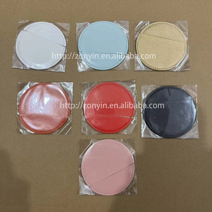 Zonyin Round Compact Stainless Steel Makeup Mirror Customized Logo Mini PU Leather Hand Pocket Cosmetic Mirror for Promotional