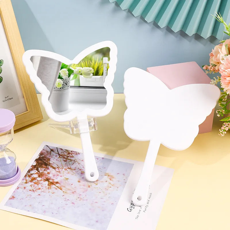 Zonyin 2025 New Plastic Travel Makeup Mirror Butterfly Shape Makeup Hand Mirror Vanity Cosmetic Mirror With Customized Logo