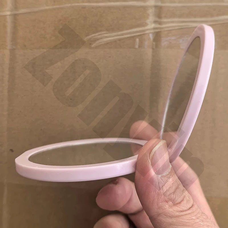 Zonyin Custom logo Round Double-Sided Folding Pocket Mirror Mini Compact pink Cosmetic Travel Mirror with 2x Magnification
