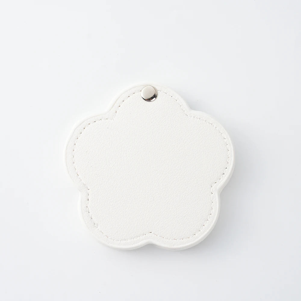 Zonyin New Arrival Flower Design White Pu Leather Makeup Mirror Customized Logo Portable Travel Pu Pocket Mirror for Women Girls