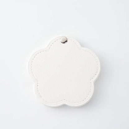 Zonyin New Arrival Flower Design White Pu Leather Makeup Mirror Customized Logo Portable Travel Pu Pocket Mirror for Women Girls