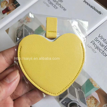 Zonyin Women's Gift Heart Shaped Pu Leather Pocket Mirror Customized Your Logo Small Travel Makeup Mirror for Valentine's Day