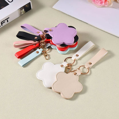 Zonyin NEW ARRIVAL Cute Yellow Star Small Makeup Mirror Customized Logo Pu Leather Pocket Cosmetic Keychain Mirror for Kids