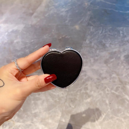 Zonyin Factory Price New Design Metal Diamond Portable Double Sided Pocket Mirror Heart Shaped Folding Compact Travel Mirror